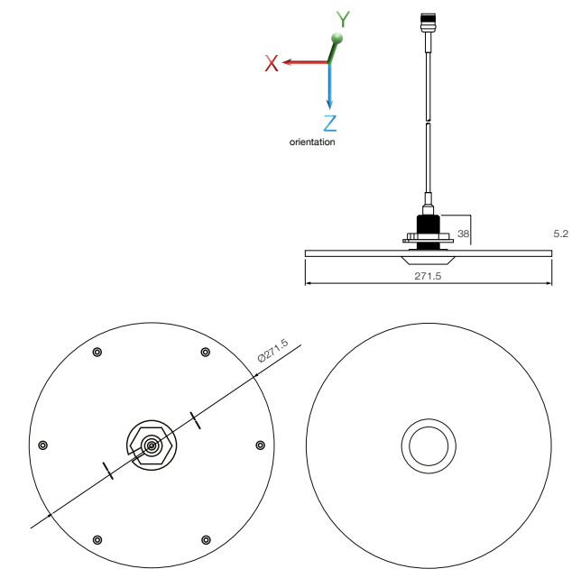 Mechanical Drawing - Siretta Tango 59 Indoor Ceiling DAS Antenna